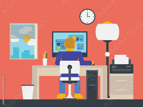 Illustration of a manager working in the office