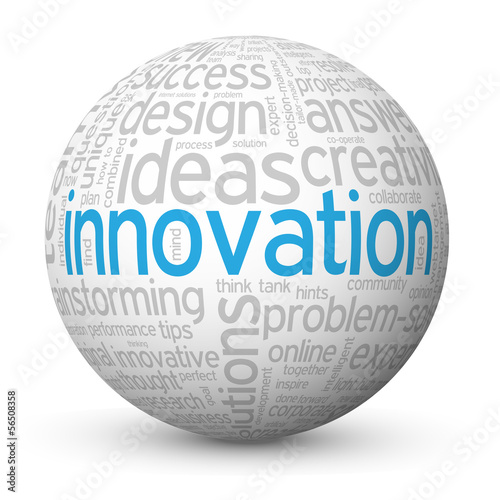 INNOVATION Tag Cloud Globe (ideas solutions creativity success) photo