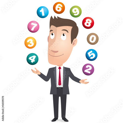 Manager, cadre commercial, chiffres. Vecteur CMJN
