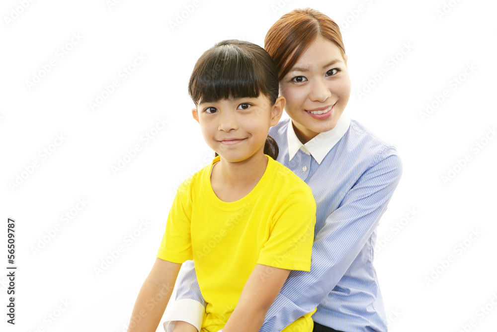 笑顔の親子