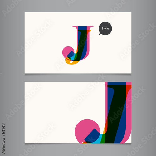 Business card template, letter J