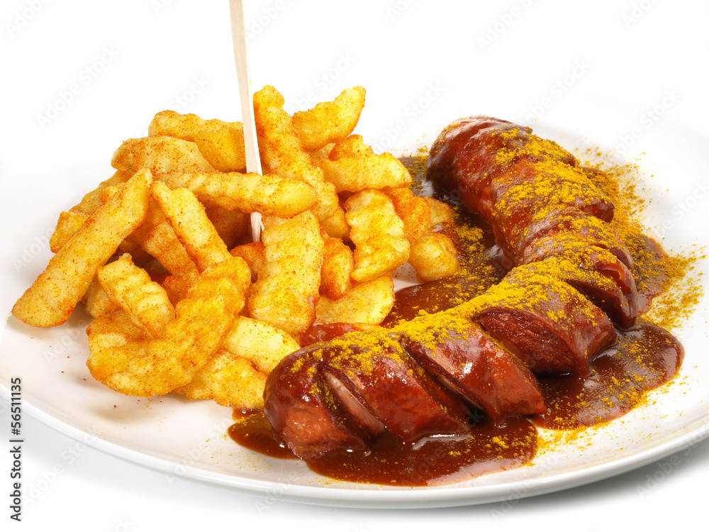 Currywurst mit Pommes Frites Stock Photo | Adobe Stock