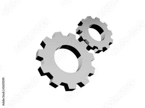 Cogwheels icon over white background. Concept 3D illustration.