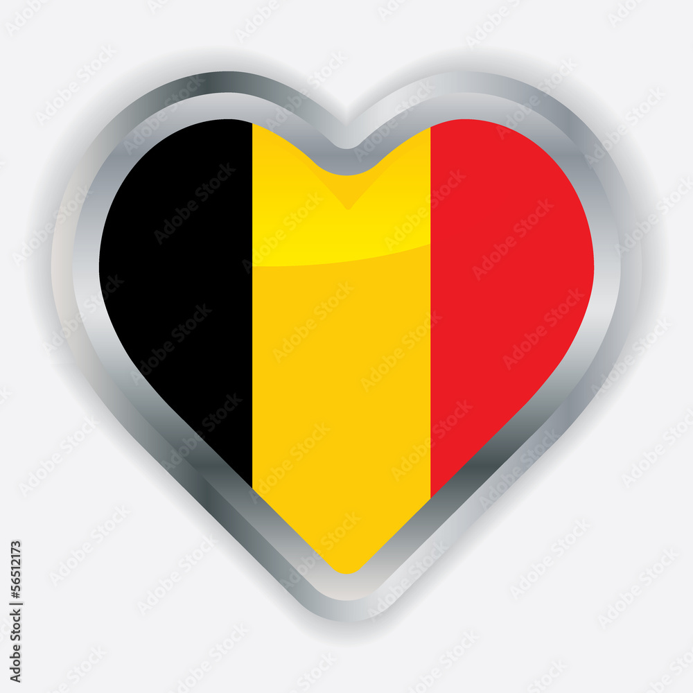 Fototapeta premium Belgium Flag Heart Glossy Button