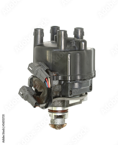 Electronic ignition distributor isolated on white background