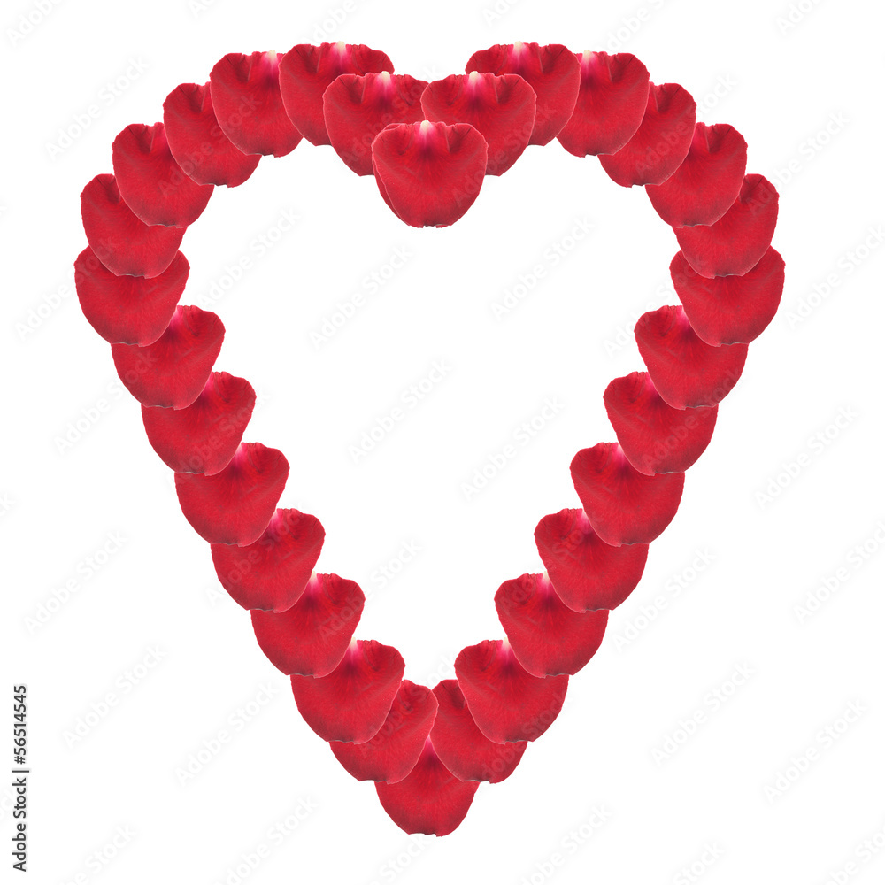 Obraz premium Border shape heart made by rose petal