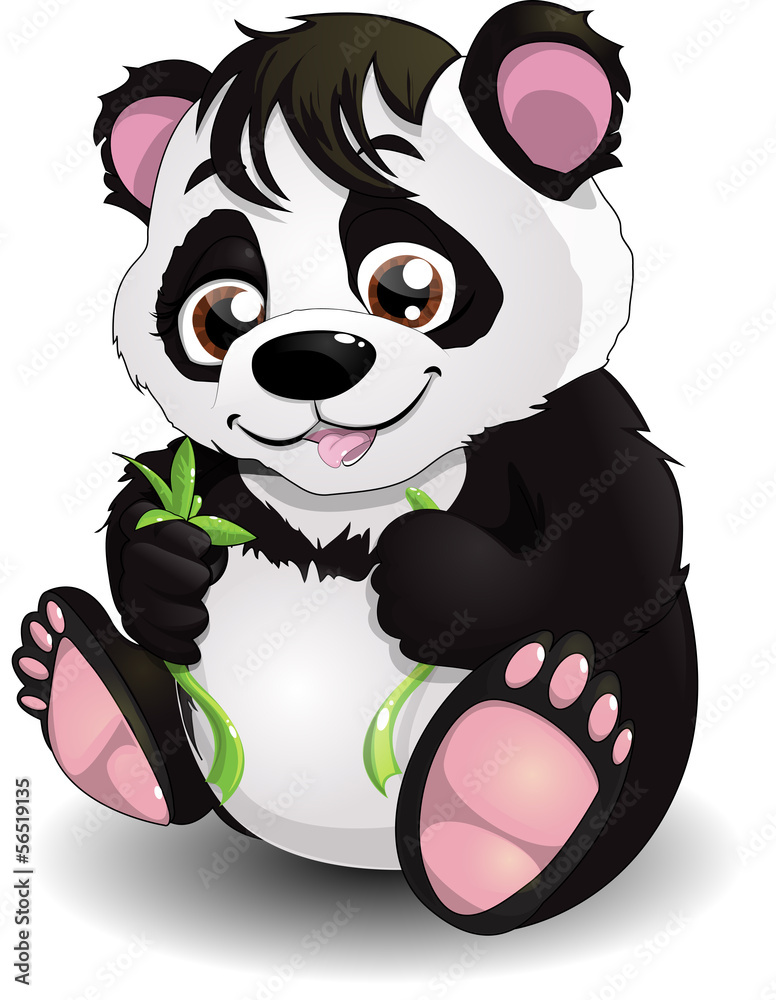 Naklejka premium panda and bamboo