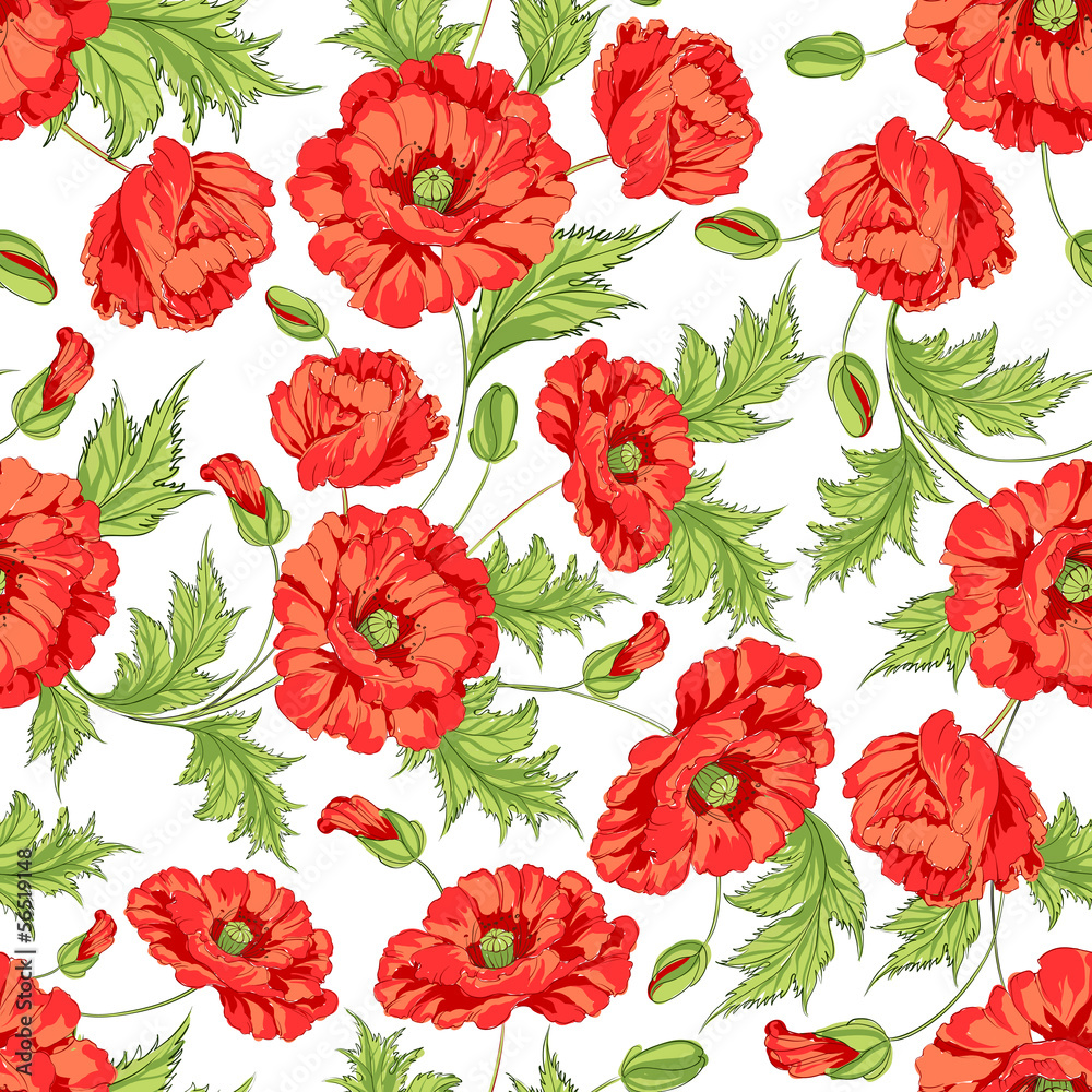 Pattern of poppy flowers. Pattern of poppy flowers.