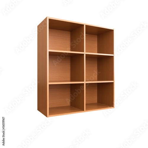 Empty wooden cabinet isolated on white background