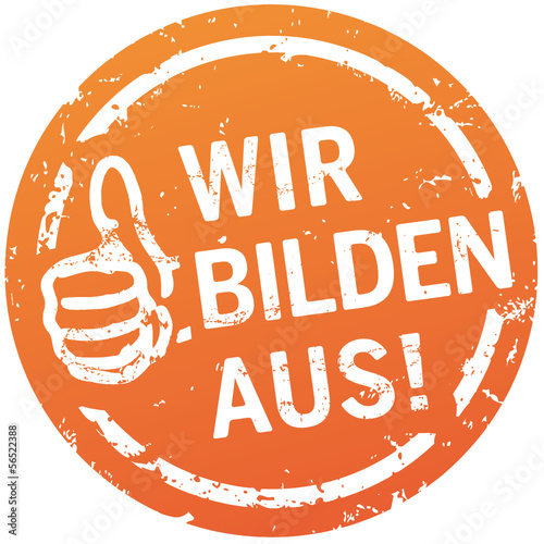 Button Wir bilden aus mit Daumen