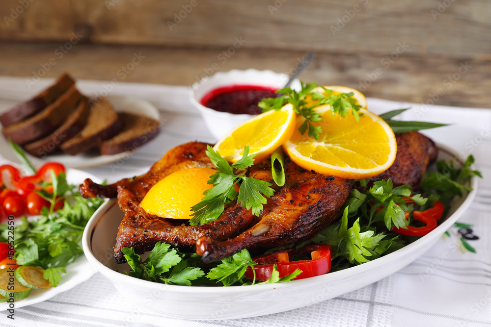 Roasted duck with orange