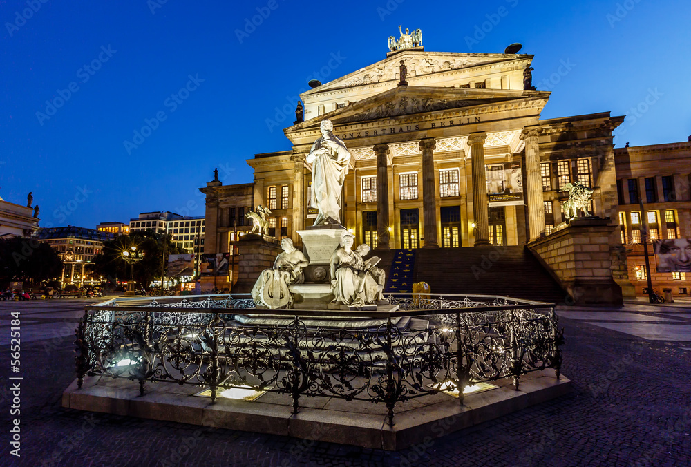 Fototapeta premium Friedrich Schiller Sculpture and Concert Hall on Gendarmenmarkt
