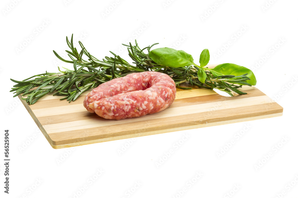 Salami with rosemary, basil