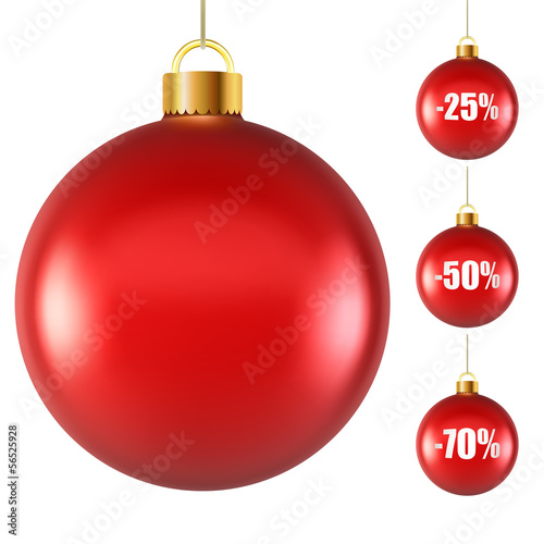 Blank red Christmas ball isolated on white