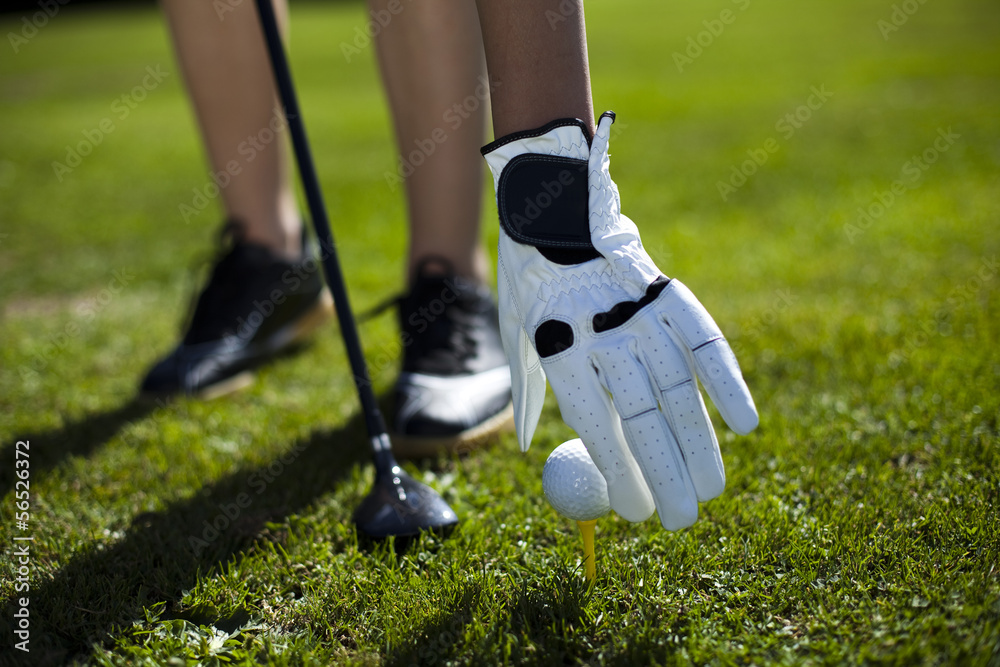Obraz premium Hand and golf ball