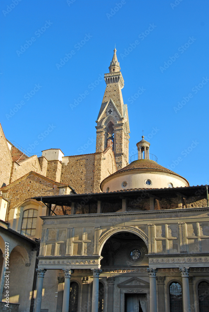 Cloister of the Basilica of Santa Croce in Florence - Italy;