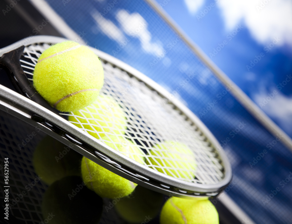  Tennis racket and balls, sport
