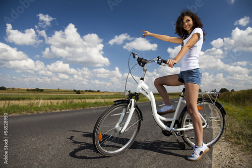 Woman riding bicycle
