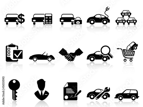 car dealership icons set