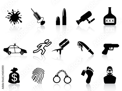 crime icons set