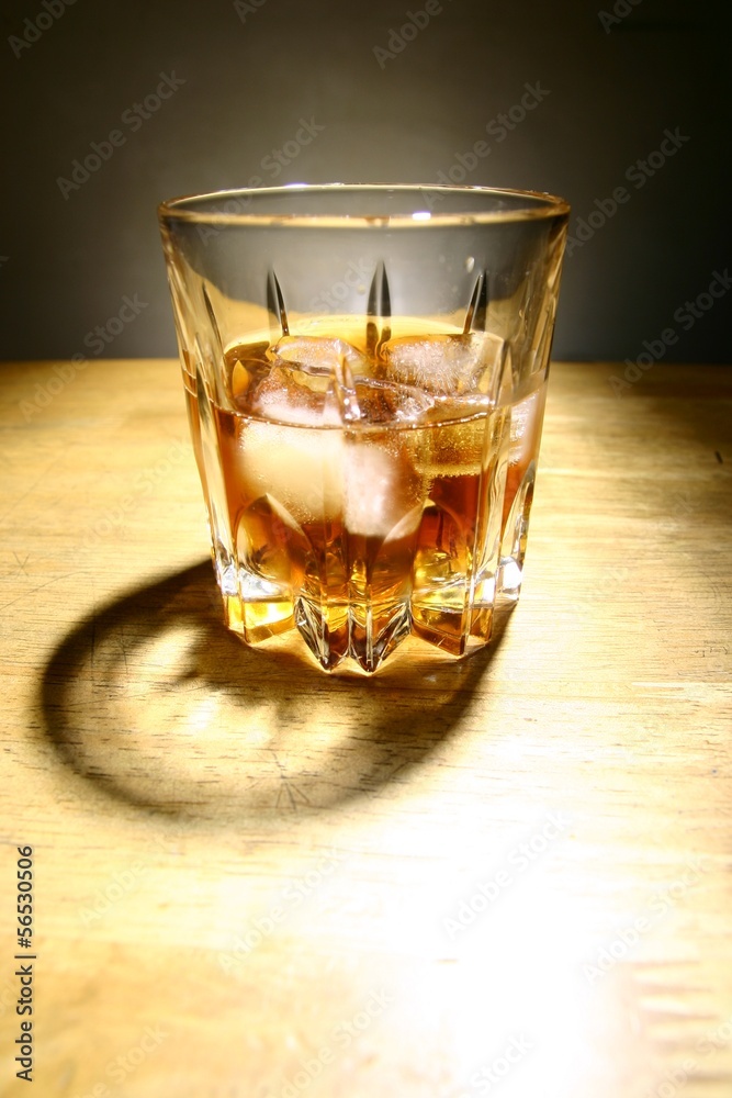 Alcoholic Drink in a Glass with Ice