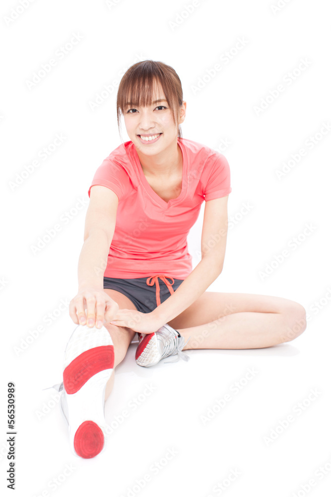 ストレッチする女性 ストレッチする女性