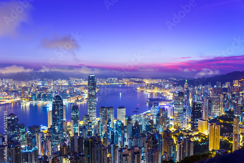 Hong Kong skyline during sunrise