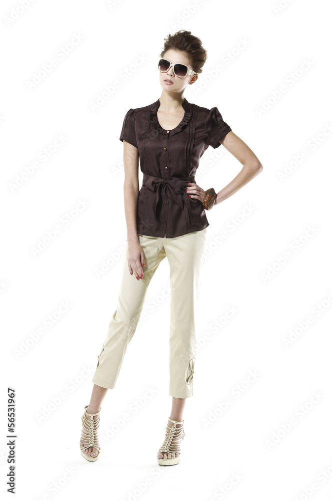 Fototapeta premium full length beautiful casual young fashion model shot in studio