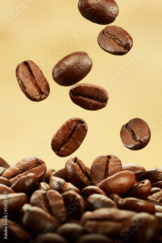 coffee beans falling