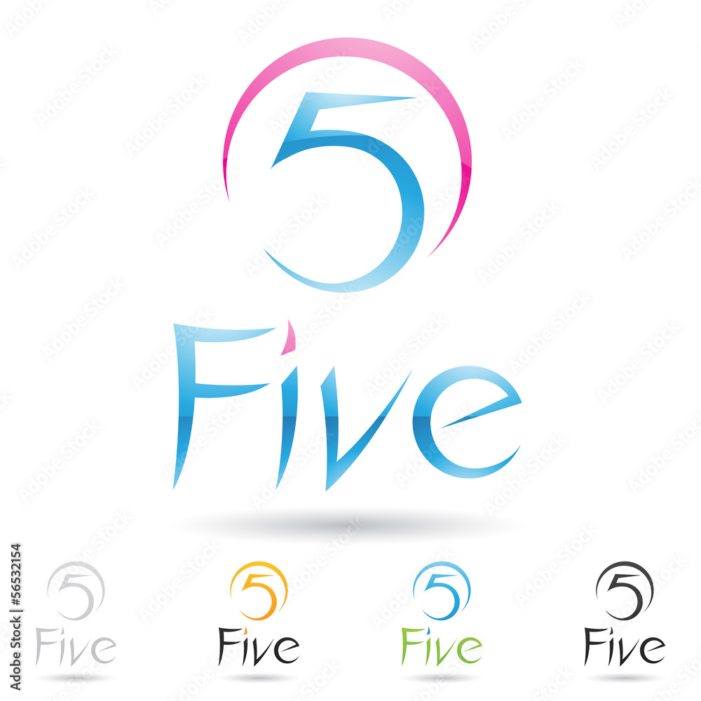 Naklejka premium colorful and abstract icons for number 5, set 6