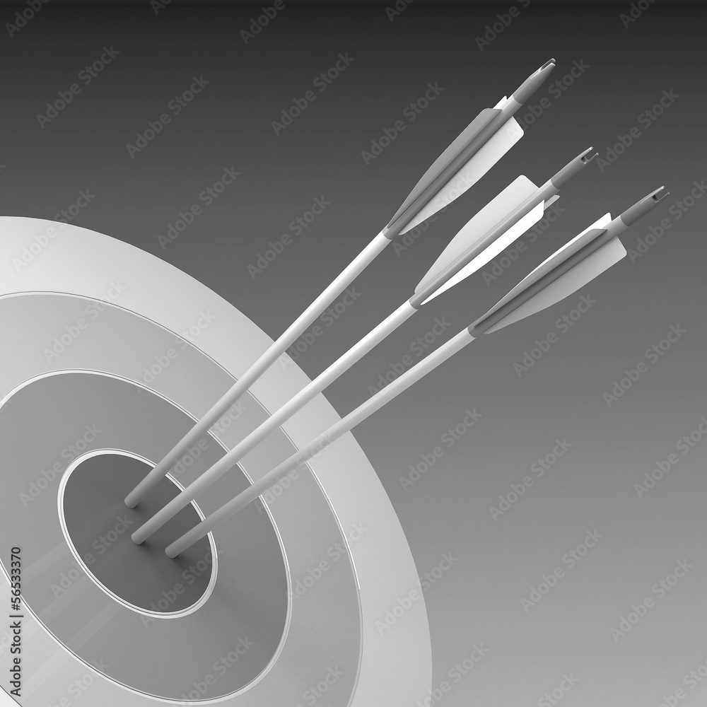 Arrows hitting the center of target - success business concept Arrows hitting the center of target - success business concept