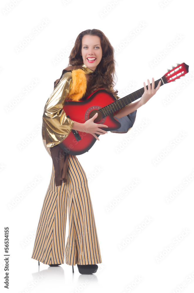 Woman with guitar in mexican clothing Woman with guitar in mexican clothing