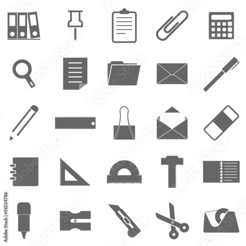 Stationary icons on white background