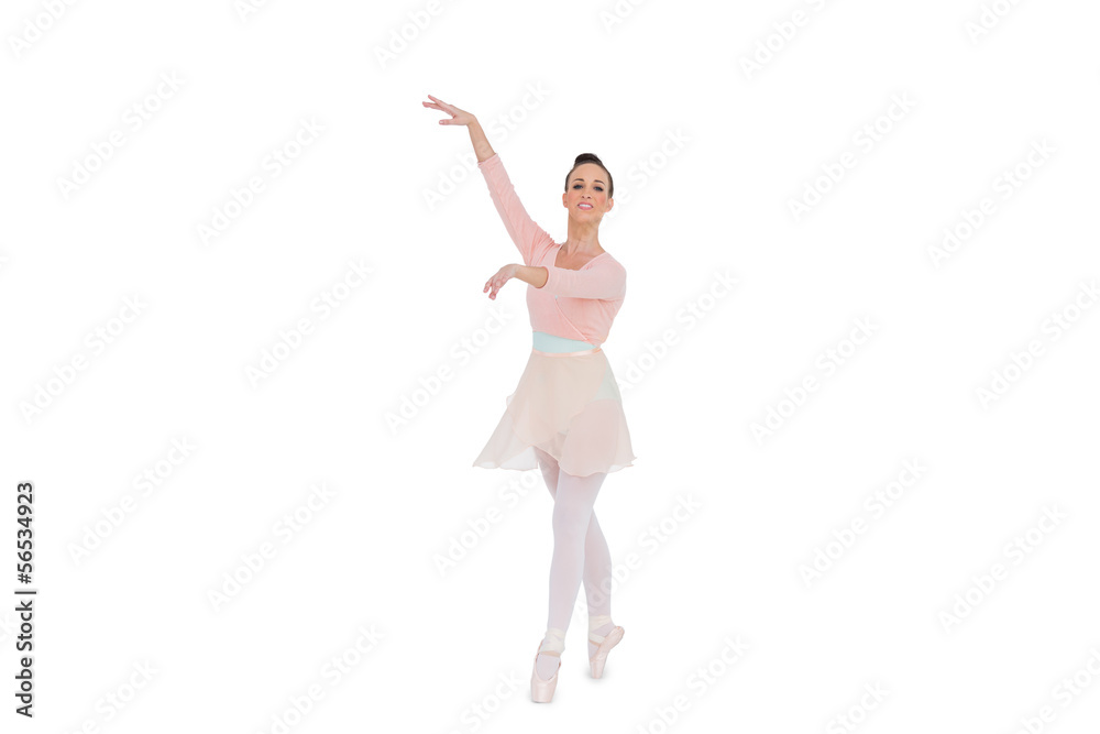Smiling gorgeous ballerina with her arms up Smiling gorgeous ballerina with her arms up
