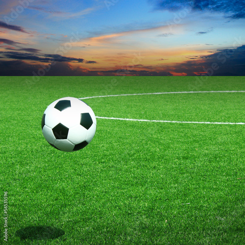 Soccer football field stadium grass line ball background © somkanokwan