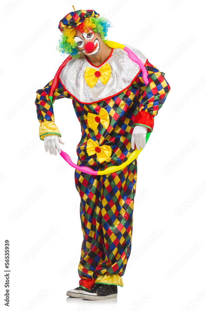 Clown with hula hoop isolated on white Clown with hula hoop isolated on white