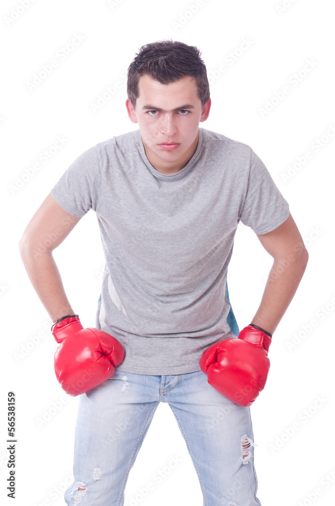 Funny boxer isolated on the white background