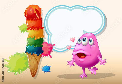 A monster watching the giant icecream