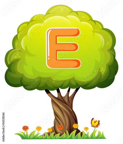 A tree with a letter E