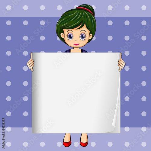 A girl holding an empty signage