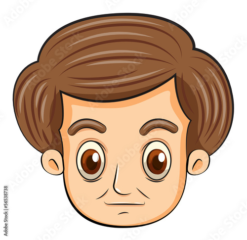 A head of a serious looking man