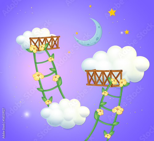 Two plant ladders going to the sky