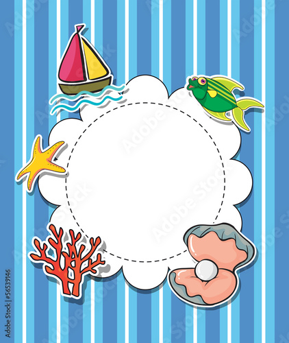 An empty round template with sea creatures