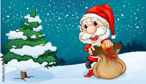 A short Santa with a sack of gifts