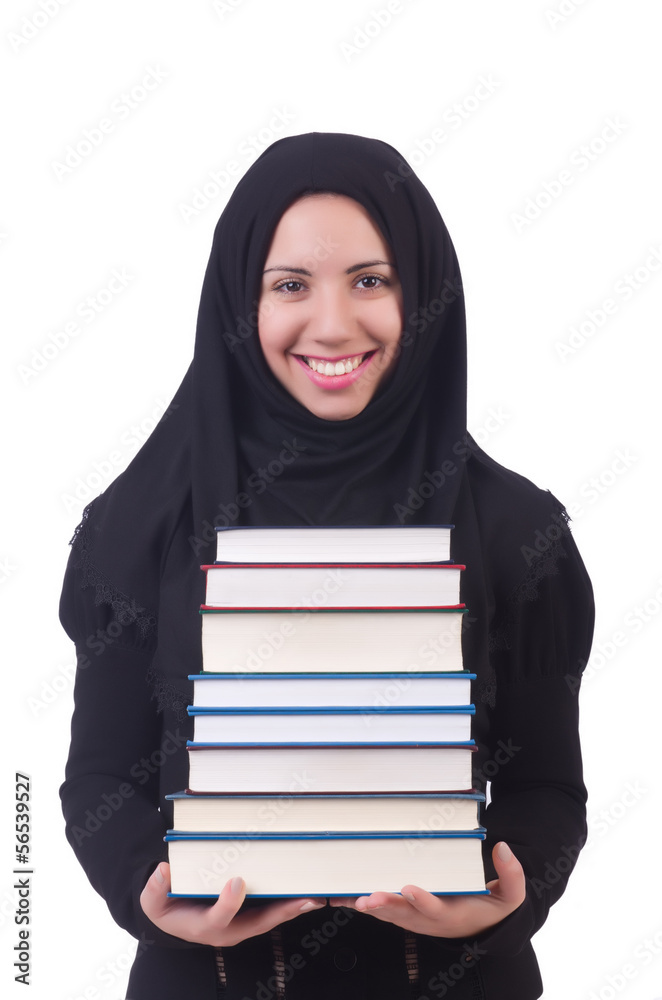 Young muslim female student with books Young muslim female student with books