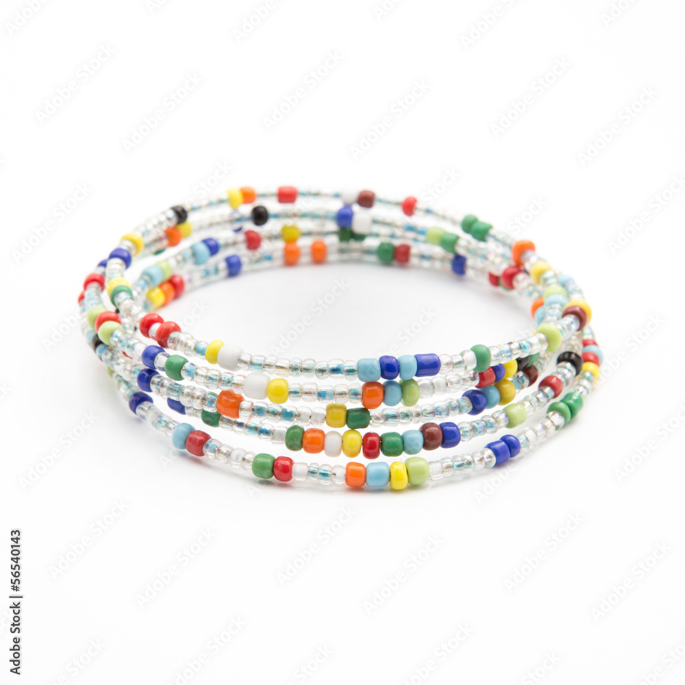 colorful bead braclet on isolated background colorful bead braclet on isolated background
