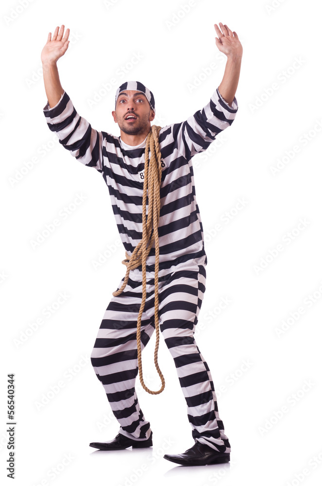 Convict criminal in striped uniform Convict criminal in striped uniform
