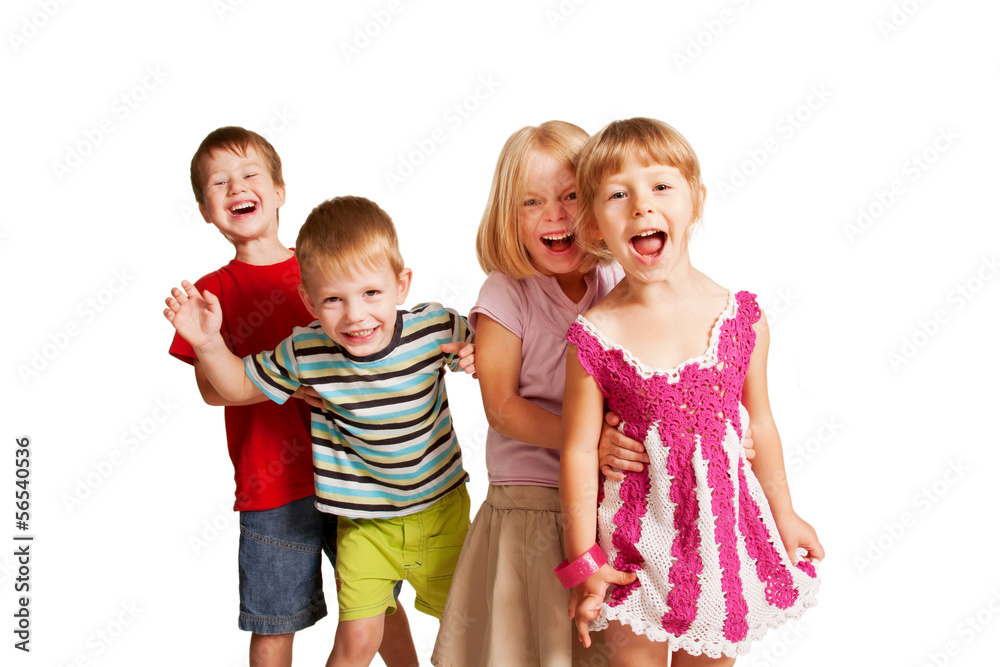 Group of little children playing and screaming Group of little children playing and screaming
