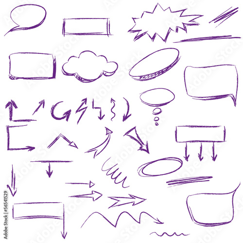 Set of many hand-drawn arrows isolated, vector  elements