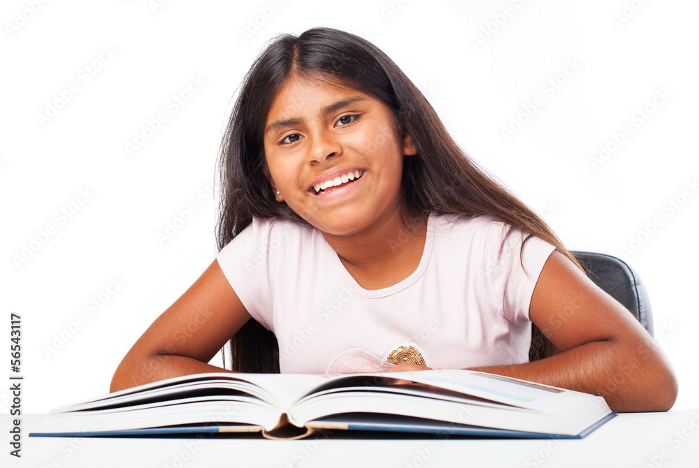girl reading a book on a white background girl reading a book on a white background